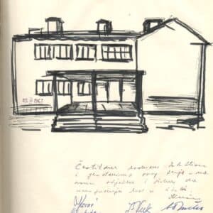 Crtež druge zgrade škole, povodom njeog otvorenja 1967. godine. [FB 2025.]